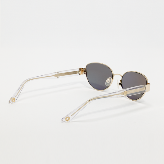 Gold-framed sunglasses