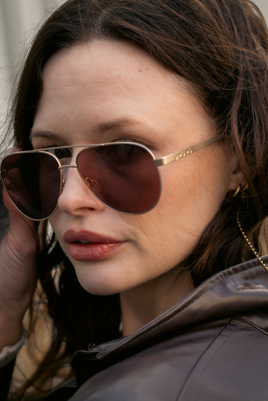 Close-up of a person wearing sunglasses
