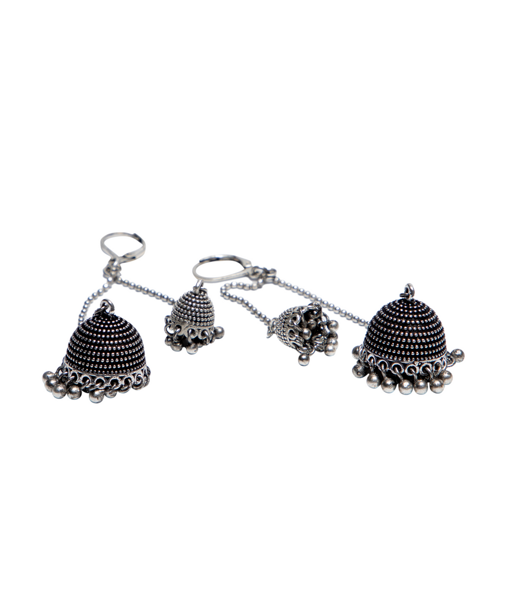 Set of silver bell-shaped Jhumka